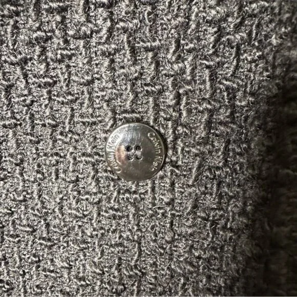 Calvin Klein Wool Knit Pea Coat Belt Warm Pockets Collar size 12p - Picture 2 of 12